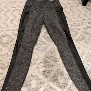 Athleta herringbone and leather legging